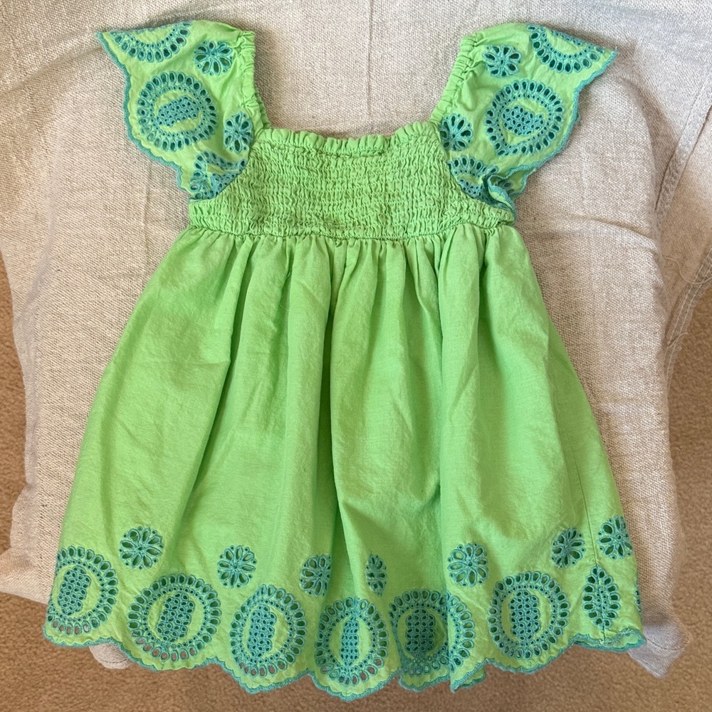 GAP Lime Green Kids Dress with Teal Accents 2T
